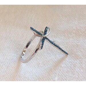NIB Vintage Sterling Silver Blue Diamond Cross Ring New Sz 5
